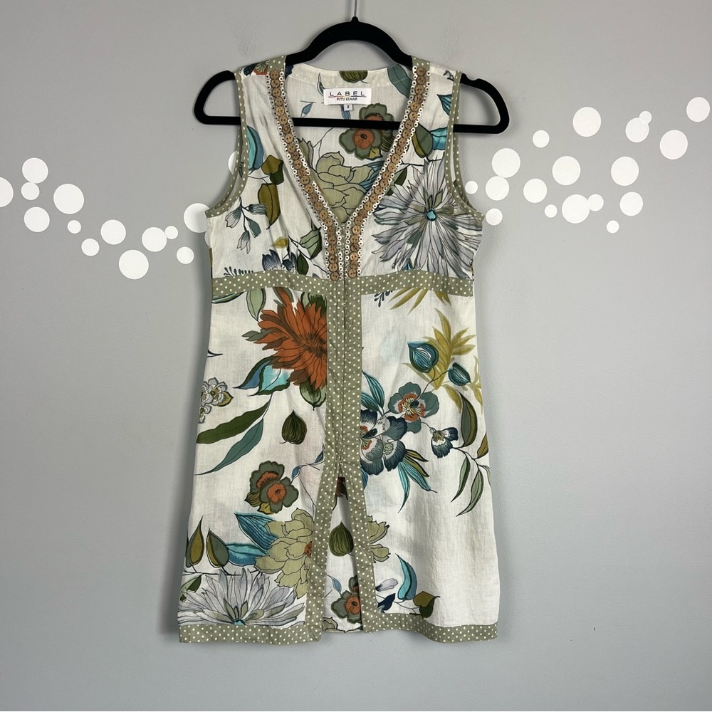 Label Ritu Kumar Indian Floral Tunic Top Size 2